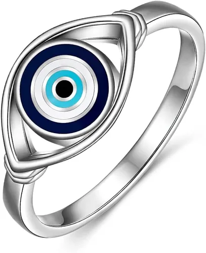 Vista 11 de Fenthring Anillo contra el mal de ojo para mujer, joyería de protección Evil Eye-101-plata esterlina