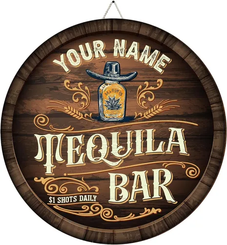 Vista 19 de Placa de pared de madera de bar de tequila mexicano personalizado, letrero de bar de México, letrero rústico para pub para el hogar, decoración