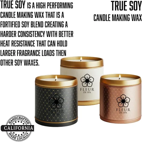 Vista 3 de Fleur DE SPA - Cera de soja natural de 6 libras, fabricada en Estados Unidos, empaquetada en barras de 1 libra, combustión limpia, excelente aroma