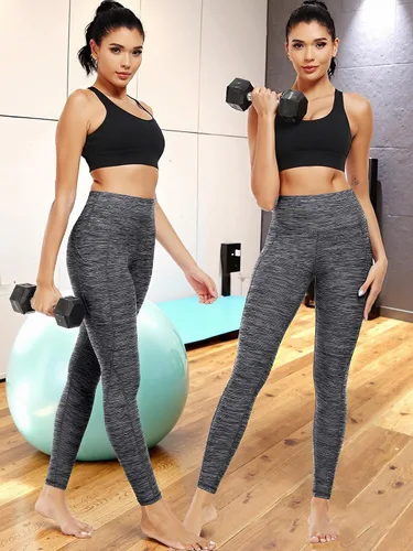 Vista 32 de Neleus calzas de yoga para mujer con bolsillo y cintura alta, para correr, con control de barriga