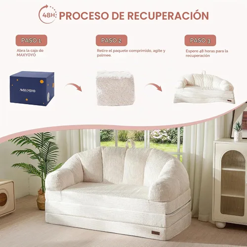 Vista 7 de MAXYOYO Sofá cama plegable con respaldo, sofá plegable sin hueso con asa