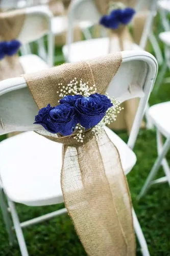 Vista 7 de Rosas artificiales, 30 rosas artificiales de seda con tallos para manualidades, ramo de boda, fiesta, decoración del hogar (azul rey)