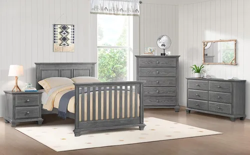 Vista 4 de Oxford Baby Kit universal de conversión de cama matrimonial, gris grafito, certificado GreenGuard Gold Gris (Graphite Gray)