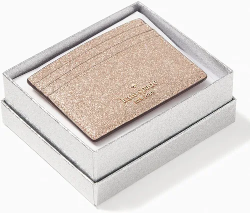 Vista 2 de Kate Spade New York Tarjetero pequeño con purpurina brillante (oro rosa)