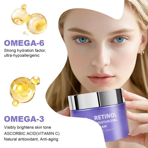 Vista 4 de Crema de noche con retinol y ácido hialurónico, hidratante facial antienvejecimiento, crema facial de retinol antienvejecimiento para mujeres