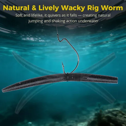 Vista 5 de 30/50/78/100 piezas Senko Worms Kit - Señuelos de pesca de plástico suave de 4"/5" con impregnación de sal para pesca de lubina