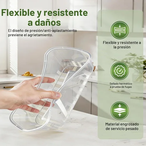 Vista 6 de Contenedor desechable transparente de 49 onzas para preparación de comidas, grande para alimentos, 50 unidades, rectangular, de plástico, con tapas