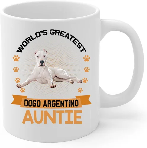 Vista 2 de World's Greatest Lying Dogo Argentino Dog Tía Regalos para tía Taza de café divertida Taza de té de cerámica blanca 11oz Cachorro Dueño Regalos