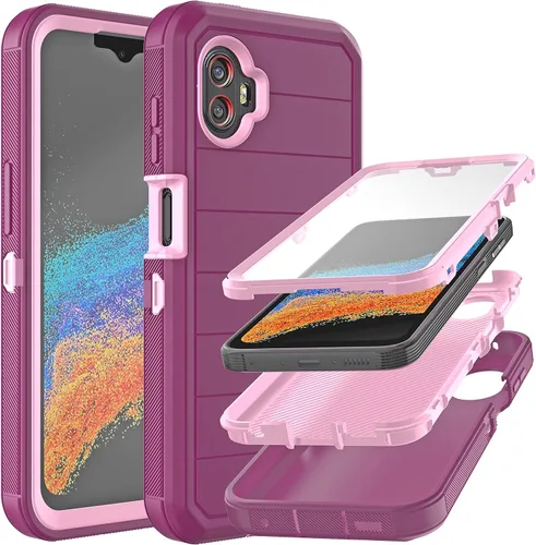 Vista 10 de Funda para Galaxy Xcover 6 Pro con protector de pantalla integrado, a prueba de caídas, funda duradera de 3 capas, a prueba de golpes, funda de goma