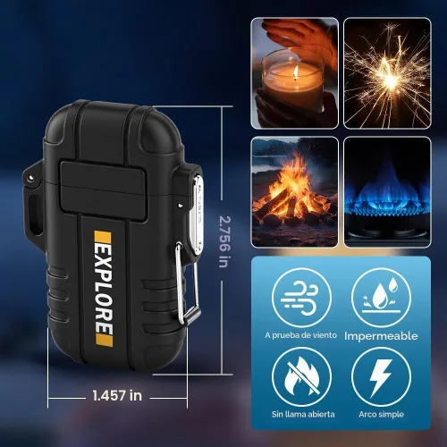Vista 7 de LcFun Encendedor eléctrico USB C recargable de plasma resistente al viento, encendedores de arco sin llama, fósforos a prueba de agua para camping