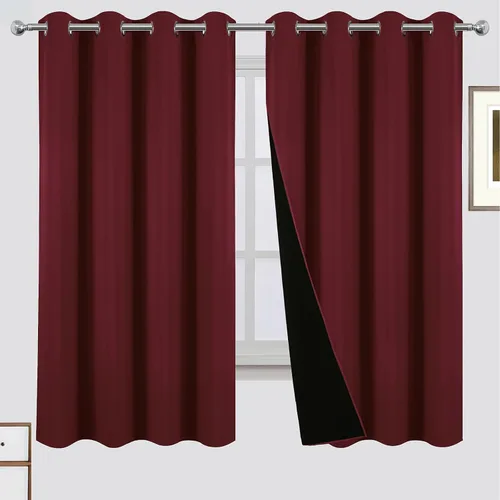 Vista 74 de LEMOMO Cortinas 100% opacas de 38 x 54 pulgadas, 2 paneles de oscurecimiento con aislamiento térmico para dormitorio