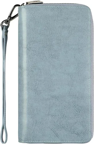 Vista 58 de Lavemi Pequeña cartera compacta para mujer, con bloqueo RFID, de piel auténtica, plegable, con ventanas de identificación