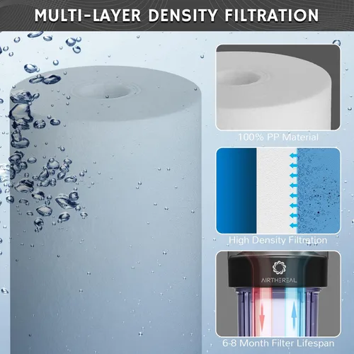 Vista 3 de Airthereal Filtro de agua de sedimentos PP para toda la casa de 10 x 4.5 pulgadas, cartucho de repuesto de filtro de agua de 10 pulgadas para agua