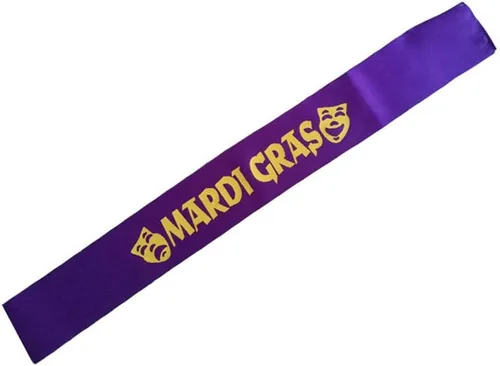 Vista 2 de Mardi GRAS - Cinturón de satén para Mardi Gras Carnival Parade BS05 (verde-morado)