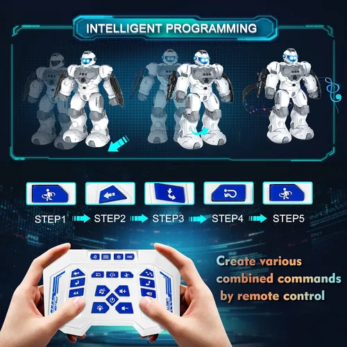 Vista 3 de VAV Juguetes para niños de 6 a 10 años, robot recargable de control remoto, robot RC programable inteligente con detección de gestos de 2.4 GHz