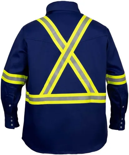 Vista 7 de Camisa Hi Vis de alta visibilidad FR resistente al fuego - 88% C/12% N - 7oz Azul marino