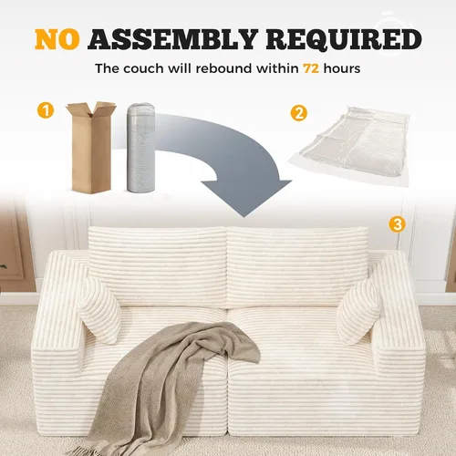Vista 14 de Luxanimarion Sofá Loveseat, Sofás Cloud Sin Estructura para Sala de Estar, Sofá Seccional Modular de 2 Plazas, Extragrande, Chenille Beige