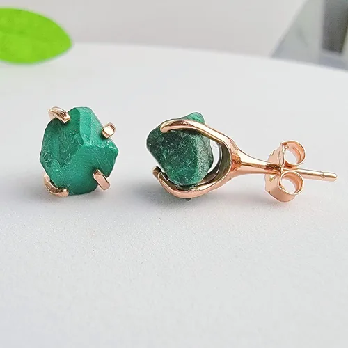 Vista 38 de Aretes de piedra preciosa natural en bruto con oro rosa sobre plata de ley 925, 6 a 0.276 in, regalo de piedra de nacimiento de calidad genuina