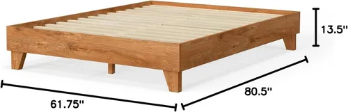 Vista 2 de Base de cama, fabricada en EE. UU. con 100% madera de pino norteamericano, base sólida para colchón con tablillas de pino prensado, instalación sin