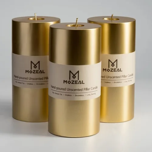 Vista 131 de MOZEAL Juego de 3 velas sin perfume vertidas a mano de 3 x 6 pulgadas, velas tipo pilar sin goteo, combustión de larga duración, aproximadamente 120