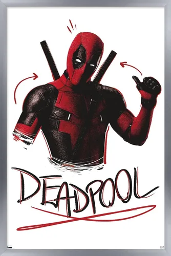 Vista 11 de Trends International Marvel Deadpool Legacy - Póster de pared con pulgares arriba, 14.72 x 22.37 pulgadas, versión enmarcada de madera de granero