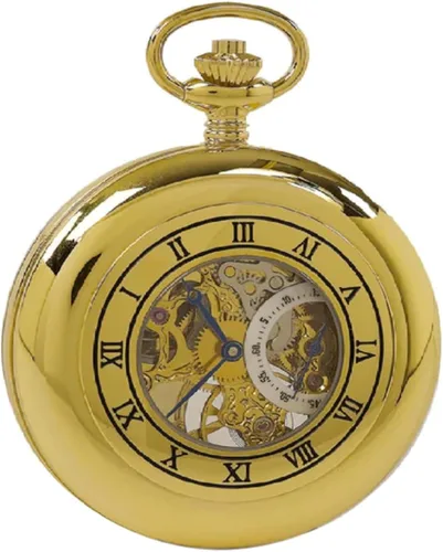 Vista 2 de Reloj de bolsillo vintage con cadena de Rapport - Reloj de bolsillo clásico Oxford Half Hunter con esfera esqueleto