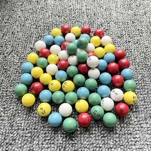 Vista 7 de JUNWRROW Bolas de bingo de plástico de 3/5 pulgadas multicolor, 75 unidades, perfectas para noches de bingo, rifas y más, reemplazos de bolas
