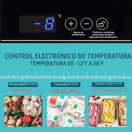 Vista 3 de DEMULLER Congelador de pecho pequeño y profundo con cesta extraíble, congelador compacto con panel de control digital, rango de temperatura de -12℉