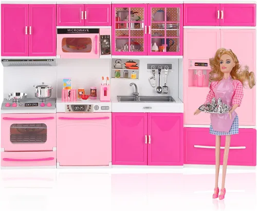 Vista 4 de Mini juguete My Modern Kitchen. Set de juego c/luces y sonidos, perfecto para muñecas, 11 - 12 pulgadas