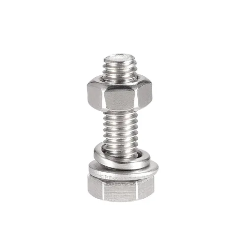 Vista 4 de uxcell Tornillos de cabeza hexagonal M6 x 0.787 in, tuercas, kits de arandelas planas y de bloqueo, pernos hexagonales de rosca completa de acero