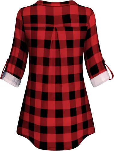 Vista 3 de Tanst Sky - Blusas de túnica con cuello en V con cremallera de manga larga para mujer