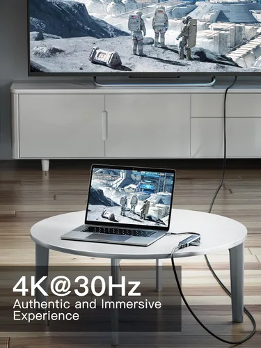 Vista 3 de Hub USB C, adaptador multipuerto USB-C DockteckExpand 5 en 1 con HDMI 4K, entrega de energía de 100 W, 3 puertos de datos USB 3.0 para MacBook