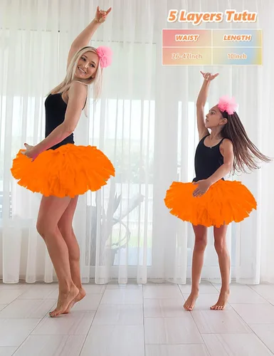 Vista 2 de Tutús para mujeres, faldas de tul tutú para adultos, disfraces para mujeres, 5 capas, faldas tutú para niñas, adolescentes, Halloween, ballet