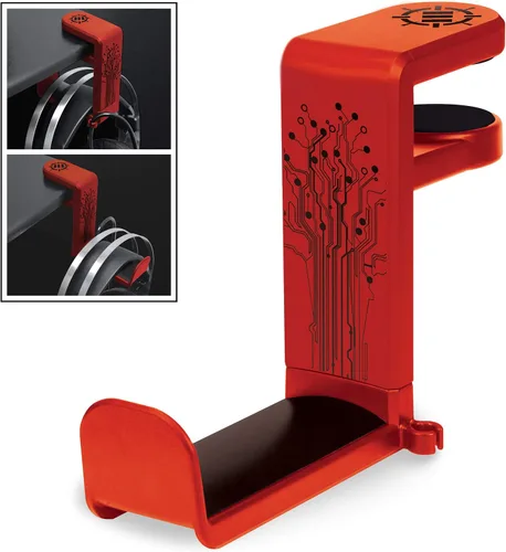 Vista 9 de ENHANCE Soporte para auriculares para juegos de PC, soporte para auriculares de escritorio con rotación ajustable de 360 grados, abrazadera de Negro