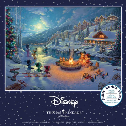 Vista 4 de Ceaco - Thomas Kinkade - Colección Disney Dreams - Vacaciones - Mickey y Minnie Christmas Lodge - Rompecabezas de 1000 piezas