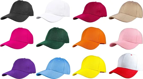 Vista 107 de Gorras de béisbol con correa trasera ajustable, lisas, negras, 12