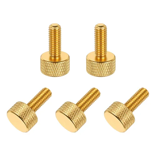 Vista 52 de MECCANIXITY 5 piezas M6x14mm Tornillos de pulgar estriado de cabeza plana, pernos de rosca completa de aleación de aluminio sólido para carcasas