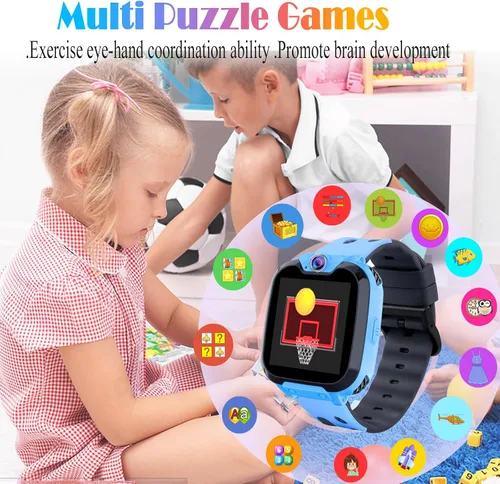 Vista 5 de Reloj inteligente Goodatech para niños y niñas, juguetes de aprendizaje con 16 juegos, llamadas telefónicas SOS, cámara, reproductor de música