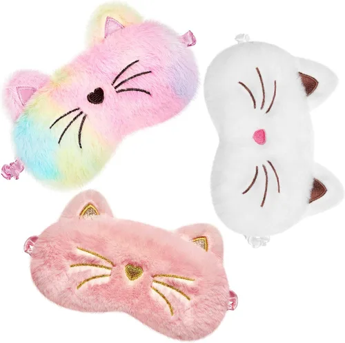 Vista 13 de Geyoga 3 piezas de antifaz de sueño para niños, niñas, cubierta suave para los ojos para dormir, cubierta de ojos para los ojos para niños Colorido