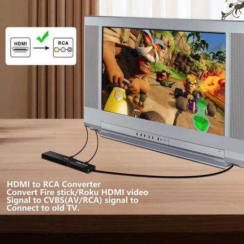 Vista 3 de Dingsun Convertidor HDMI a RCA, AV HDMI a adaptador de TV antiguo compatible con Apple, Xiaomi Mi, Android TV Box, Roku, Fire Stick, DVD