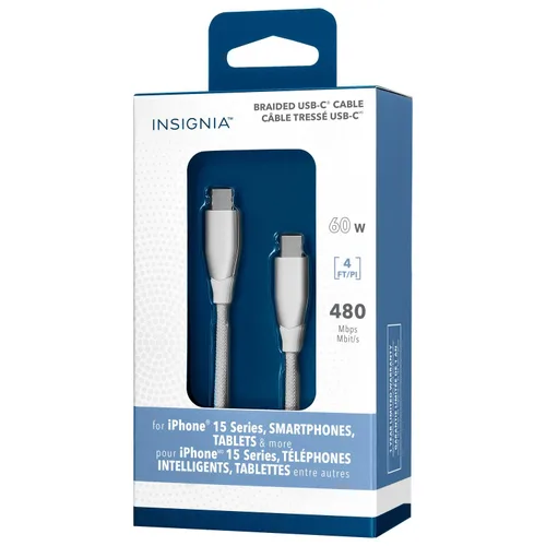 Vista 62 de Insignia Cable trenzado USB-C a USB-C (5 pies, morado claro)