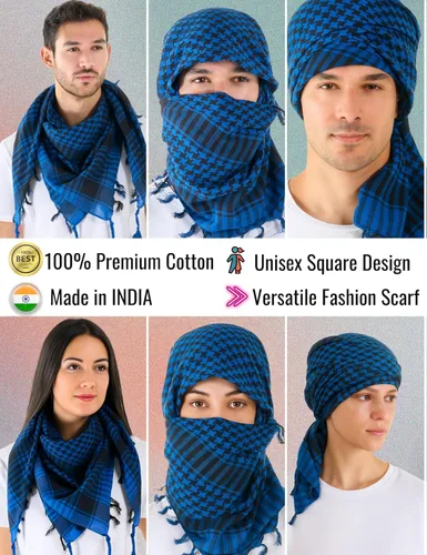 Vista 34 de LOVARZI Shemagh Cottons Arab Keffiyeh - Bufanda militar táctica para cabeza y cuello