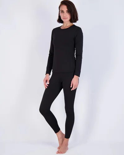 Vista 3 de 4 piezas conjunto de ropa interior térmica para mujer ropa interior térmica para mujer parte superior e inferior con forro polar