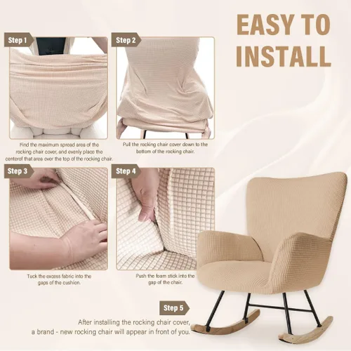Vista 6 de Funda para silla mecedora de guardería, fundas elásticas para silla de lectura, funda de jacquard moderna para silla de lectura, protector para sala