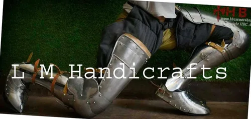 Vista 2 de Medieval SCA Combat Leg Armor Plate Cuisses with poleyns Caballero Completo Armadura de pierna con zapatos Set Recreación armadura de pierna