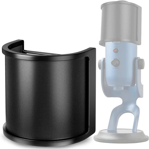 Vista 7 de Protector de micrófono, PEMOtech malla de metal y capa de espuma. Micrófono de estudio de grabación. Protector máscara de filtro pop parabrisas