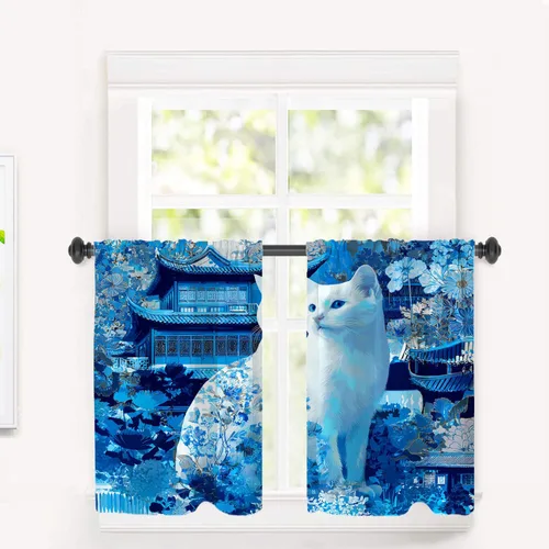 Vista 8 de Cortinas opacas de poliéster multicapa para ventanas de padre e hijo, 2 unidades, 26 x 24 pulgadas