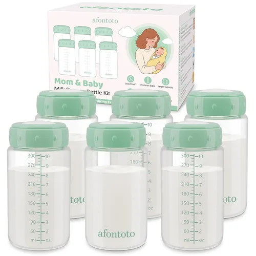 Vista 13 de 2 botellas de almacenamiento de leche materna, botellas de espectro de cuello ancho sin BPA para bombeo, colección de almacenamiento de biberones