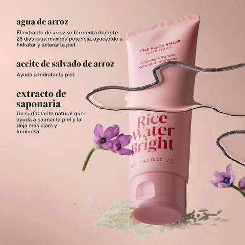 Vista 8 de Espuma Limpiadora Brillante de agua de arroz de The Face Shop, 5 Onzas