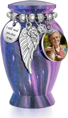 Vista 12 de Dletay Urnas pequeñas personalizadas para cenizas humanas, recuerdo de 2.85 pulgadas, mini urna de cremación conmemorativa para mujeres y hombres